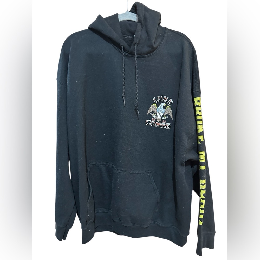 Luke Combs 2023 World Tour Black Hoodie Beer Never Broke My Heart Size 2XL
